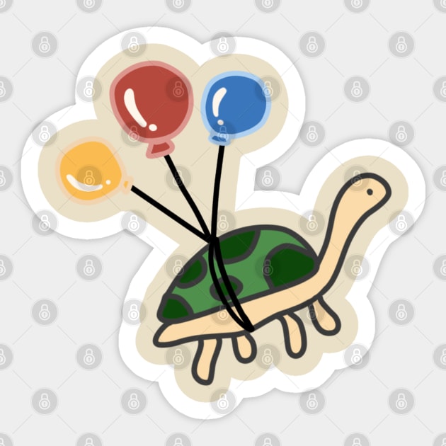 Cute Tortoise on a Balloon Ride Mental Health Awareness Joyful Adventure Combat Depression Sticker by Mochabonk